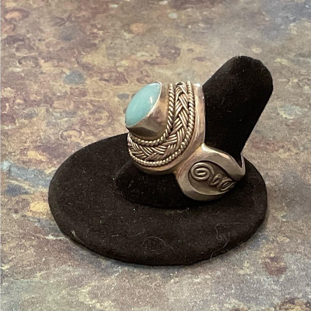 Sterling Silver Larimar Center Statement Ring - B… - image 3